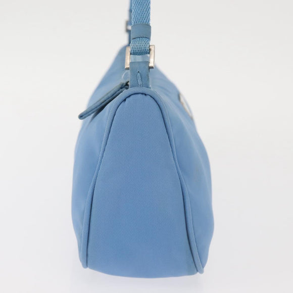 PRADA Accessory Pouch Nylon Light Blue Silver Auth BA6228