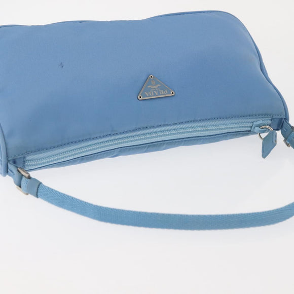 PRADA Accessory Pouch Nylon Light Blue Silver Auth BA6228