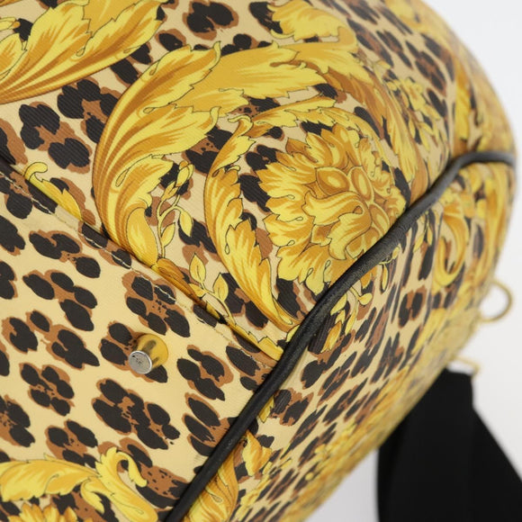 Gianni Versace Boston Bag PVC 2way Yellow Black gold Auth BA6230