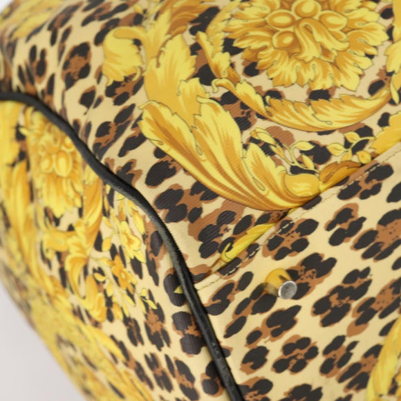 Gianni Versace Boston Bag PVC 2way Yellow Black gold Auth BA6230