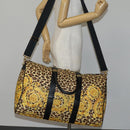 Gianni Versace Boston Bag PVC 2way Yellow Black gold Auth BA6230-23