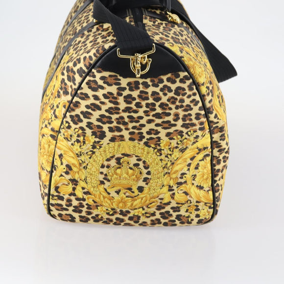 Gianni Versace Boston Bag PVC 2way Yellow Black gold Auth BA6230