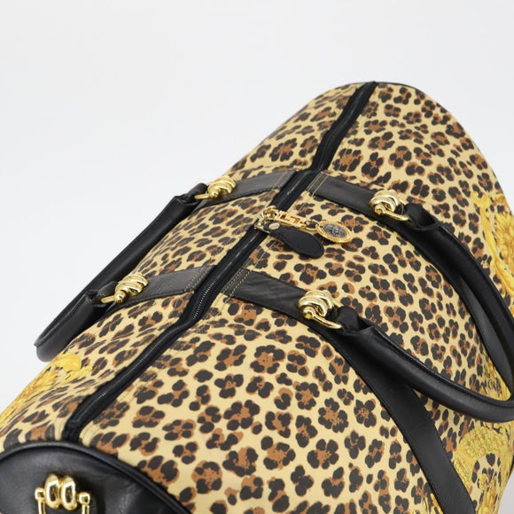 Gianni Versace Boston Bag PVC 2way Yellow Black gold Auth BA6230