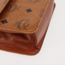 MCM Logogram Vicetos Chain Shoulder Bag PVC Leather Brown Gold Auth BA6231-8