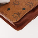 MCM Logogram Vicetos Chain Shoulder Bag PVC Leather Brown Gold Auth BA6231-17