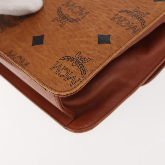 MCM Logogram Vicetos Chain Shoulder Bag PVC Leather Brown Gold Auth BA6231