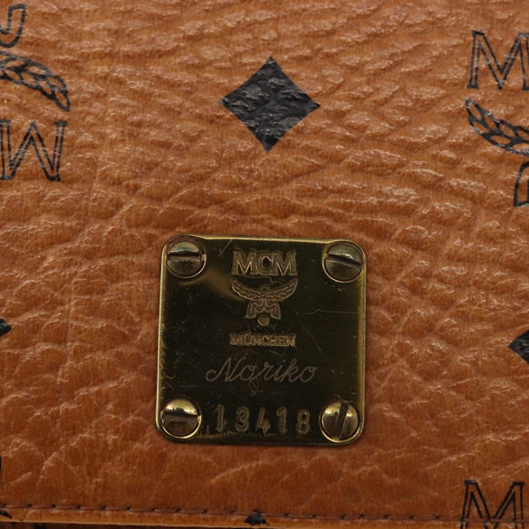 MCM Logogram Vicetos Chain Shoulder Bag PVC Leather Brown Gold Auth BA6231