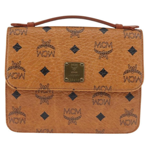 MCM Logogram Vicetos Chain Shoulder Bag PVC Leather Brown Gold Auth BA6231