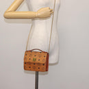 MCM Logogram Vicetos Chain Shoulder Bag PVC Leather Brown Gold Auth BA6231-21