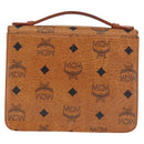 MCM Logogram Vicetos Chain Shoulder Bag PVC Leather Brown Gold Auth BA6231-2