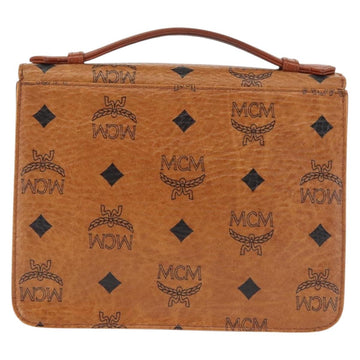 MCM Logogram Vicetos Chain Shoulder Bag PVC Leather Brown Gold Auth BA6231 - 0