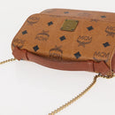 MCM Logogram Vicetos Chain Shoulder Bag PVC Leather Brown Gold Auth BA6231-6