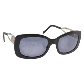 CHANEL Sunglasses Plastic Black CC Auth BA6232