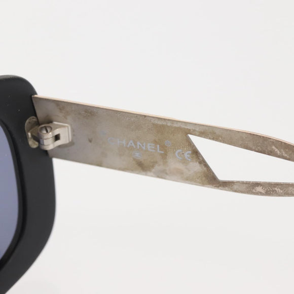 CHANEL Sunglasses Plastic Black CC Auth BA6232