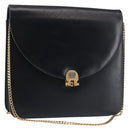 Christian Dior Chain Shoulder Bag Leather Navy Gold Auth BA6234-1