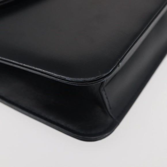 Christian Dior Chain Shoulder Bag Leather Navy Gold Auth BA6234