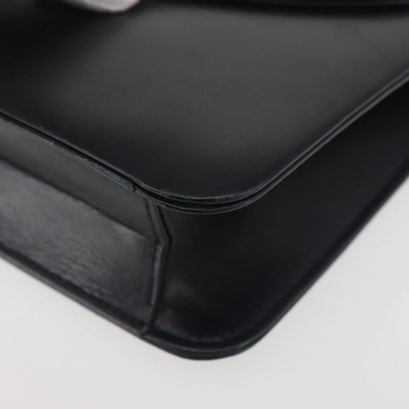 Christian Dior Chain Shoulder Bag Leather Navy Gold Auth BA6234