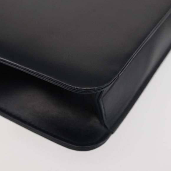 Christian Dior Chain Shoulder Bag Leather Navy Gold Auth BA6234