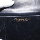 Christian Dior Chain Shoulder Bag Leather Navy Gold Auth BA6234-18