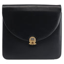 Christian Dior Chain Shoulder Bag Leather Navy Gold Auth BA6234-13