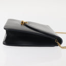 Christian Dior Chain Shoulder Bag Leather Navy Gold Auth BA6234-3