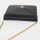 Christian Dior Chain Shoulder Bag Leather Navy Gold Auth BA6234-6