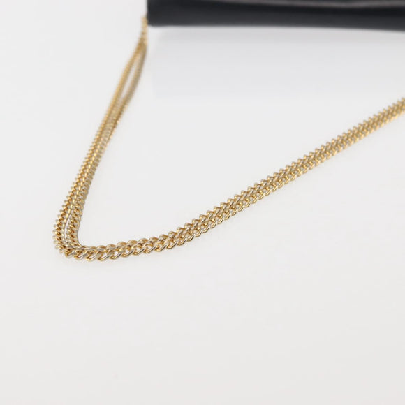 Christian Dior Chain Shoulder Bag Leather Navy Gold Auth BA6234