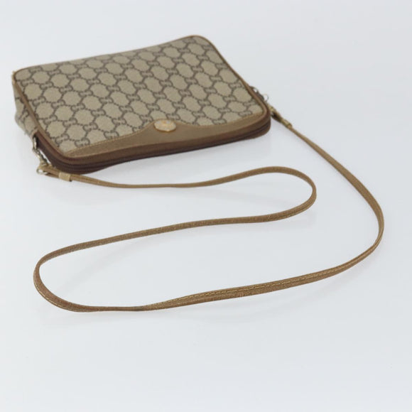 GUCCI GG Plus Supreme Shoulder Bag PVC Leather Beige Gold Auth BA6237