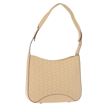 CELINE C Macadam Canvas Shoulder Bag Beige Gold Auth BA6239