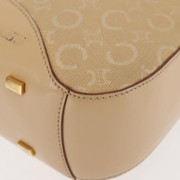 CELINE C Macadam Canvas Shoulder Bag Beige Gold Auth BA6239