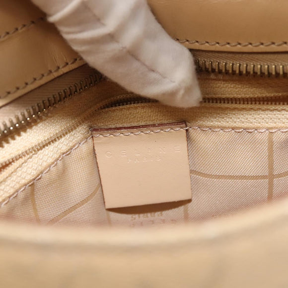 CELINE C Macadam Canvas Shoulder Bag Beige Gold Auth BA6239