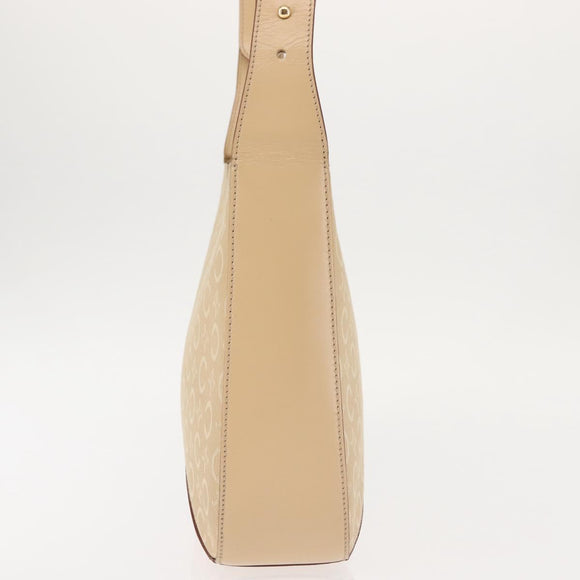 CELINE C Macadam Canvas Shoulder Bag Beige Gold Auth BA6239
