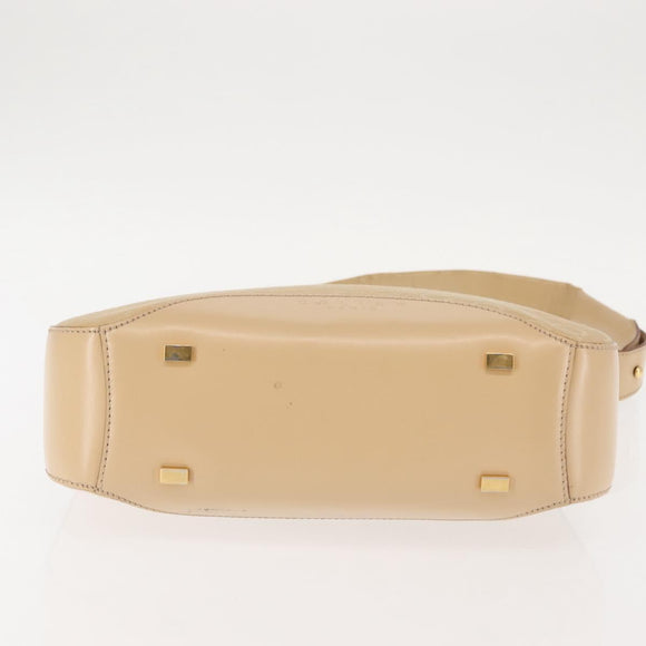 CELINE C Macadam Canvas Shoulder Bag Beige Gold Auth BA6239