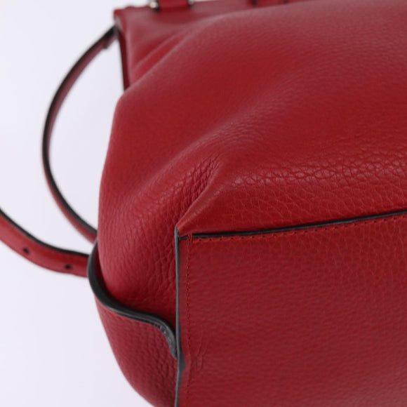 GUCCI Bamboo Daily Hand Bag Leather 2way Red Silver 392013 Auth BA6241