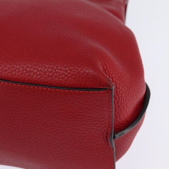 GUCCI Bamboo Daily Hand Bag Leather 2way Red Silver 392013 Auth BA6241