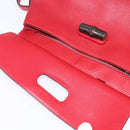 GUCCI Bamboo Daily Hand Bag Leather 2way Red Silver 392013 Auth BA6241-16
