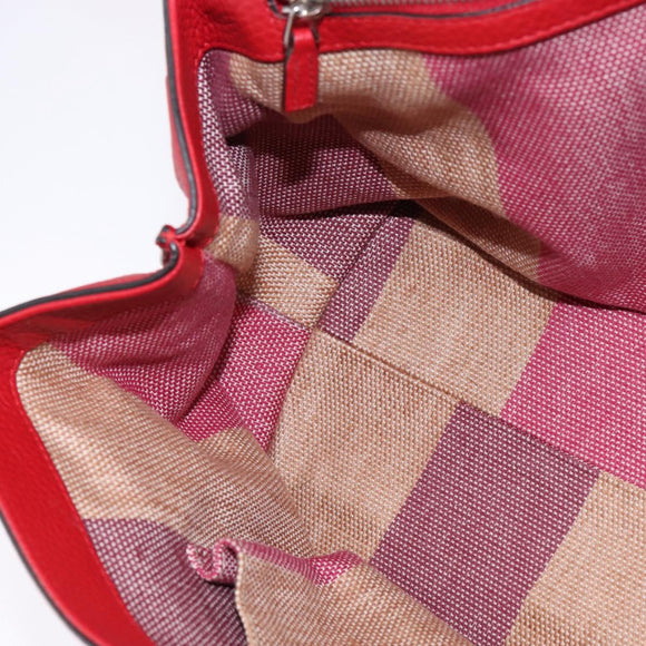 GUCCI Bamboo Daily Hand Bag Leather 2way Red Silver 392013 Auth BA6241