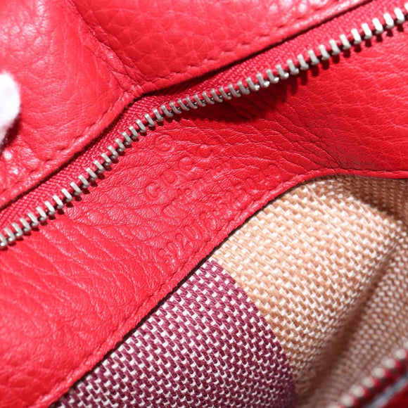 GUCCI Bamboo Daily Hand Bag Leather 2way Red Silver 392013 Auth BA6241