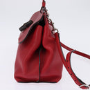 GUCCI Bamboo Daily Hand Bag Leather 2way Red Silver 392013 Auth BA6241-4
