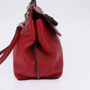 GUCCI Bamboo Daily Hand Bag Leather 2way Red Silver 392013 Auth BA6241-5