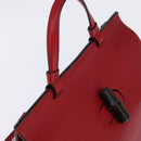 GUCCI Bamboo Daily Hand Bag Leather 2way Red Silver 392013 Auth BA6241-6