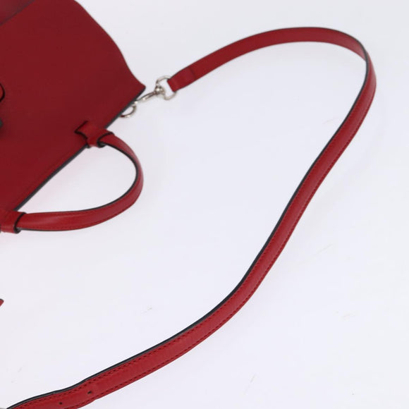 GUCCI Bamboo Daily Hand Bag Leather 2way Red Silver 392013 Auth BA6241