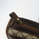 GUCCI GG Supreme Web Sherry Line Hand Bag PVC Beige Gold Red Auth BA6243-10