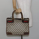 GUCCI GG Supreme Web Sherry Line Hand Bag PVC Beige Gold Red Auth BA6243-20