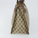 GUCCI GG Supreme Web Sherry Line Hand Bag PVC Beige Gold Red Auth BA6243-3