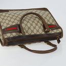GUCCI GG Supreme Web Sherry Line Hand Bag PVC Beige Gold Red Auth BA6243-6
