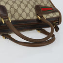 GUCCI GG Supreme Web Sherry Line Hand Bag PVC Beige Gold Red Auth BA6243-7