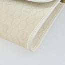 Christian Dior Honeycomb Canvas Chain Shoulder Bag PVC White Gold Auth BA6245-14