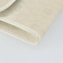 Christian Dior Honeycomb Canvas Chain Shoulder Bag PVC White Gold Auth BA6245-15