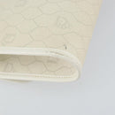 Christian Dior Honeycomb Canvas Chain Shoulder Bag PVC White Gold Auth BA6245-16